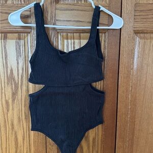 Women’s Black Ribbed Bodysuit